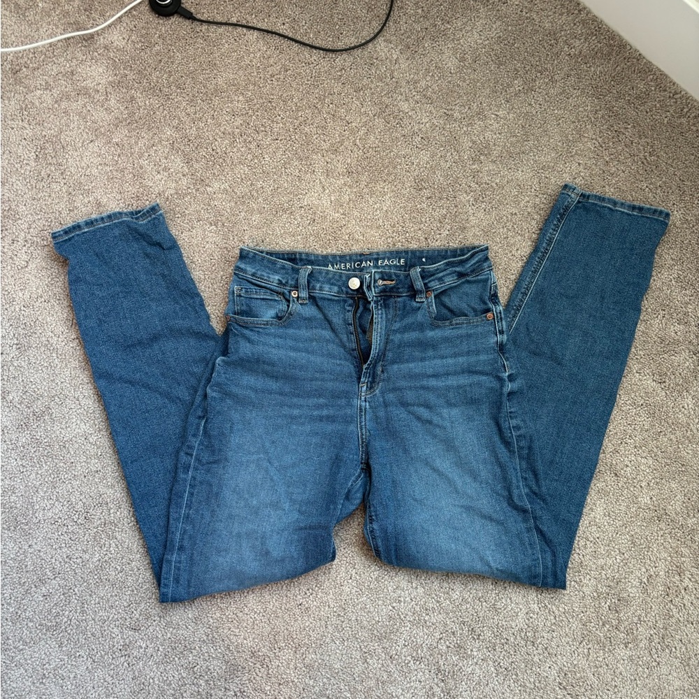 American Eagle Outfitters Women's Blue Straight Leg Jeans